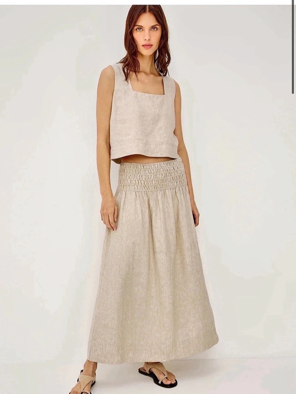 Rails Alessa Skirt Linen Maxi Beige Small